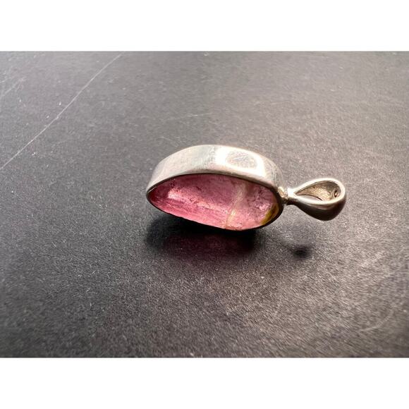 NEW Pink tri color tourmaline sterling silver pendant 1.34 grams - Picture 4 of 9